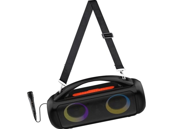 Media-Tech POWER AUDIO PRO – premium Bluetooth 5.3/TWS-høyttaler med KARAOKE. Kraftig 60W RMS / 1200W PMPO. FM-radio, MP3, USB. Litium-ion-batteri ...