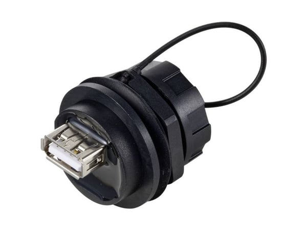 TRU COMPONENTS TC-12770488 USB 2.0 uppoasennettava läpivienti suojuksella IP67 1 kpl