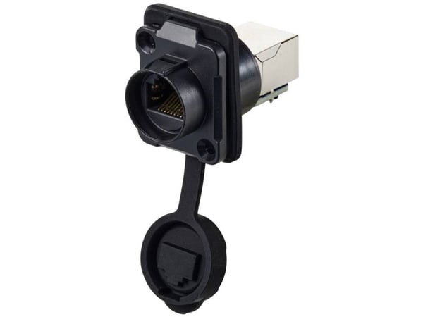 TRU COMPONENTS TC-12770460 RJ45 sisäänrakennettu liitäntä, 2-reikäinen laippa IP67 Kannen kanssa 1 kpl