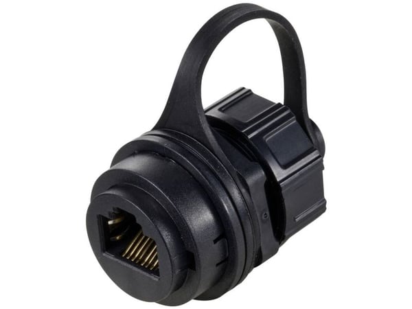 TRU COMPONENTS TC-12770440 RJ45 sisäänrakennettu liitäntä, pyöreä IP65 Kannen kanssa 1 kpl