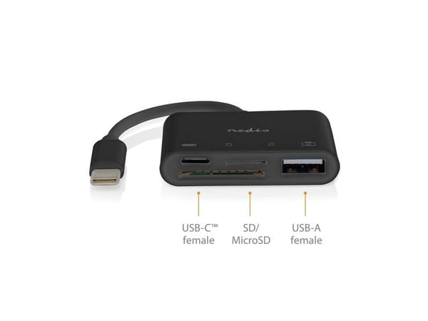 Nedis USB HUB Nedis CCGB64780BK01 USB 2.0 Typ-C-hubbar och hubbar Svart