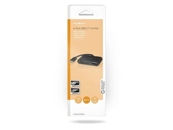 Nedis USB HUB Nedis CCGB64780BK01 USB 2.0 Typ-C-hubbar och hubbar Svart