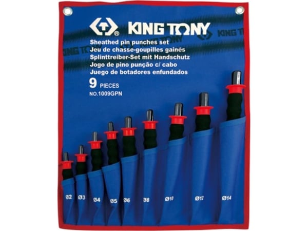 KING TONY sett med slagbits 9 deler 2-14 mm med gummiholder