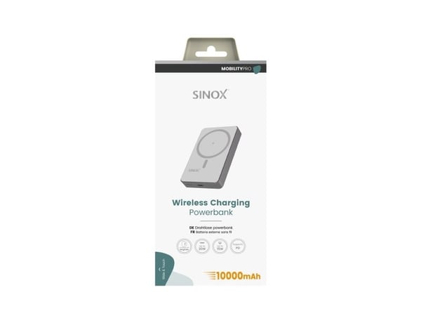 Sinox PRO Wireless Power Bank 10000 mAh. Harmaa