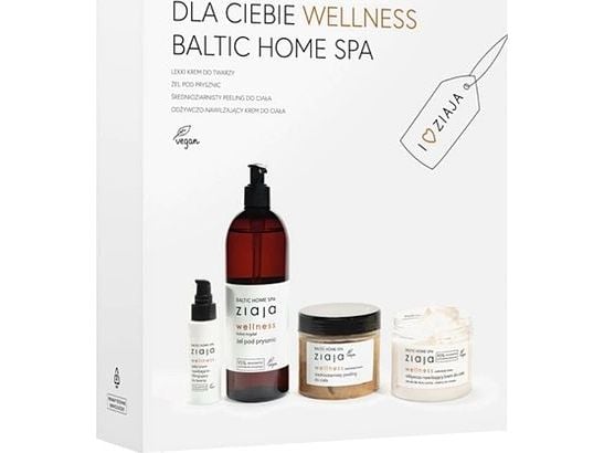 Ziaja Baltic Home Spa Wellness gavepakke: pleiekrem lett formel 50 ml + bodypeeling 300 ml + fuktighetsgivende bodykrem 300 ml + dusjgel 500 ml