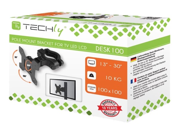 TECHly - Monteringssett (brakett) - for LCD-skjerm - svart - skjermstørrelse: 13"-30" - stangmontering