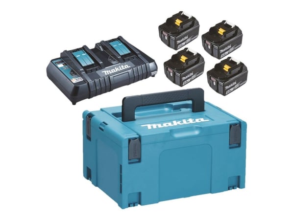 Makita PowerPack LXT - Batteriladdare + batteri 4 x - Li-Ion - 5 Ah - 90 Wh - 2 x batterier laddas
