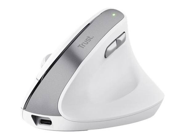 Trust Bayo II - Vertikal mus - ergonomisk - högerhänt - optisk - 6 knappar - trådlös - 2.4 GHz - trådlös USB-mottagare - vit