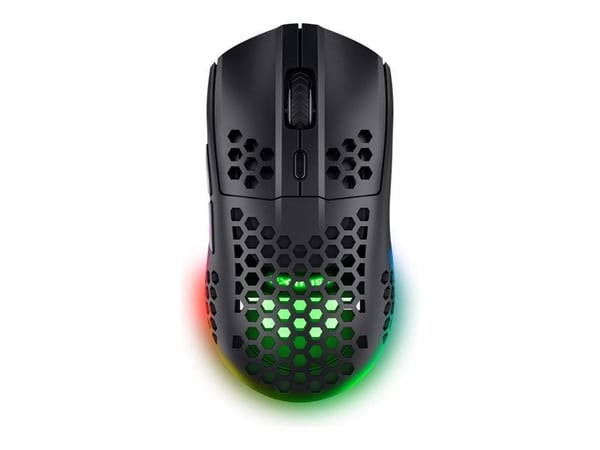 Trust GXT 929 Helox - Mus - ultra-lightweight, gaming - høyrehendt - optisk - 6 knapper - trådløs - 2.4 GHz - USB trådløs mottaker - svart