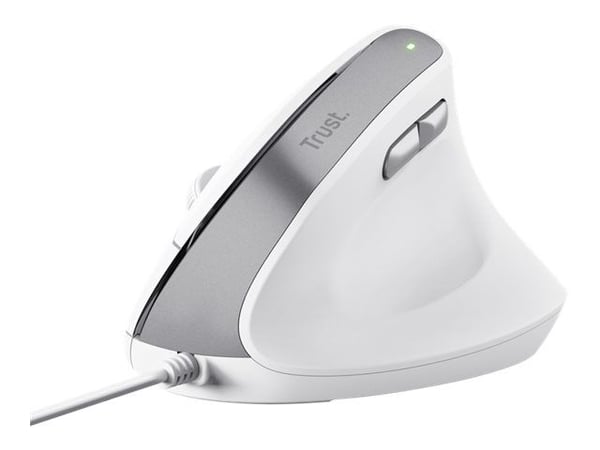 Trust Bayo II - Vertikal mus - ergonomisk - högerhänt - optisk - 6 knappar - kabelansluten - USB - vit