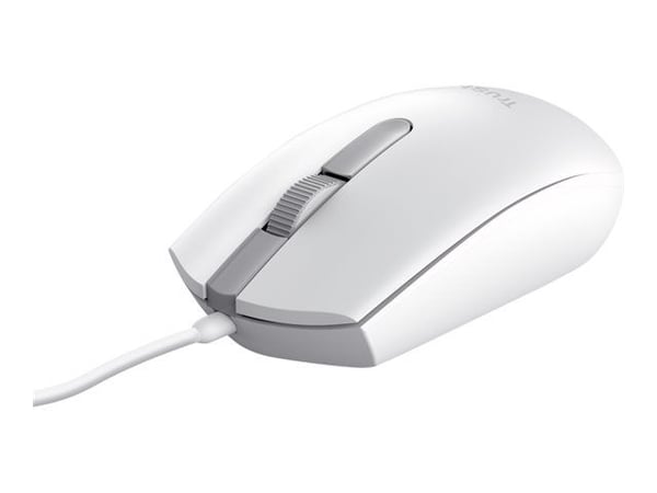 Trust TM-101W - Mus - höger- och vänsterhänta - optisk - 3 knappar - kabelansluten - USB - vit