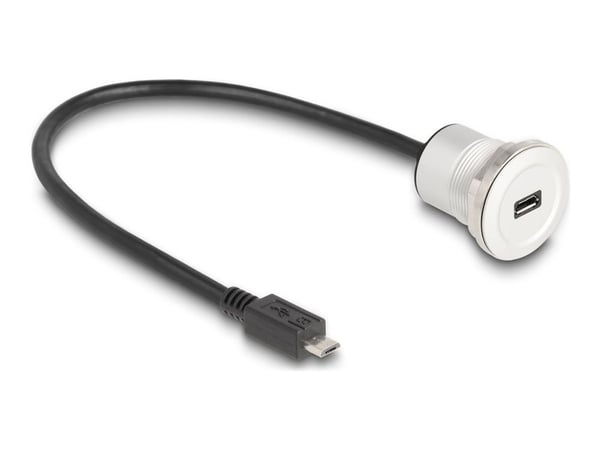 Delock USB 2.0 Micro-B panelmonterat uttag med kabelpiskplugg 30 cm aluminium