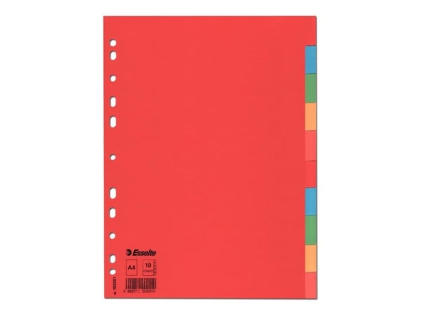 Esselte - Inndeler - 10 deler - for A4 (210 x 297 mm) - kapasitet: 10 ark - med fliker - multifarge