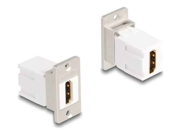 Delock - HDMI-kobler - HDMI hunn panelmonterbar til HDMI hunn - hvit, sølv - 8 K 60 Hz (7680 x 4320) støtte, Keystone-jakk