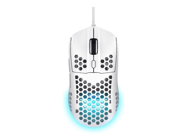 Trust GXT 928W Helox - Mus - ultra-lightweight, gaming - høyrehendt - optisk - 6 knapper - kablet - USB - hvit