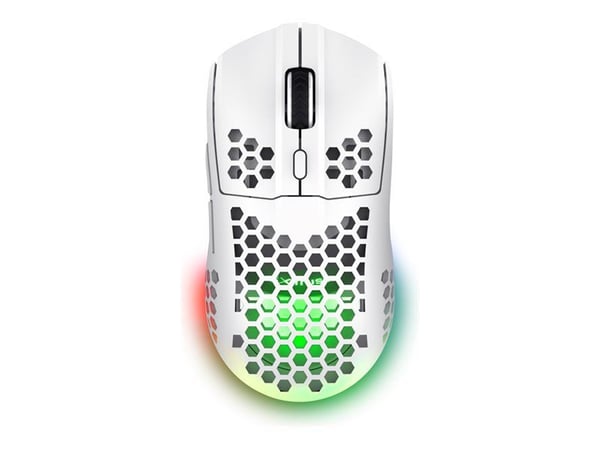 Trust GXT 929W Helox - Mus - ultra-lightweight, gaming - høyrehendt - optisk - 6 knapper - trådløs - 2.4 GHz - USB trådløs mottaker - hvit