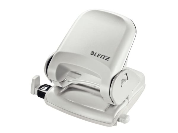 LEITZ hullstanser Nexxt 5005, stansekapasitet: 25 ark, grå metallbunn, plastbunn, med stoppskinne (5005-00-85)