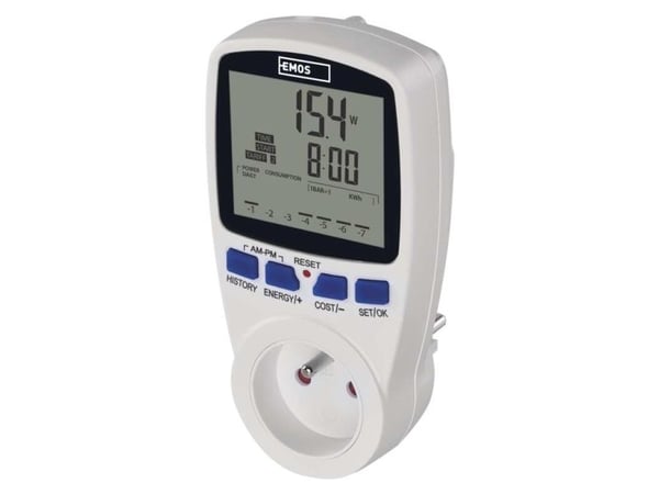 Emos Digital wattmåler energimåler for 230V 16A stikkontakt 5-3680W Emos P5805 hvit