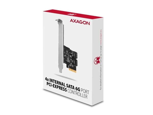 Axagon PCES-SA4X4, PCIe, SATA, Hankjønn, Full høyde/lav profil, PCIe 3.0, Svart
