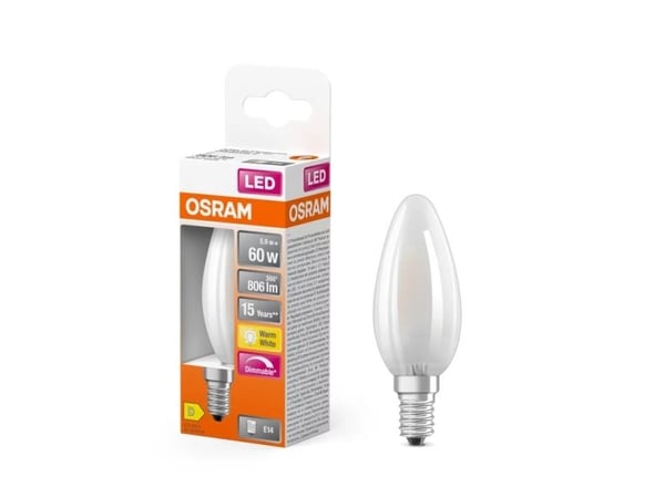 OSRAM LED SUPERSTAR - LED-filamentlyspære - form: B35 - mattslipt finish - E14 - 5.5 W (ekvivalent 60 W) - klasse E - varmt hvitt lys - 2700 K