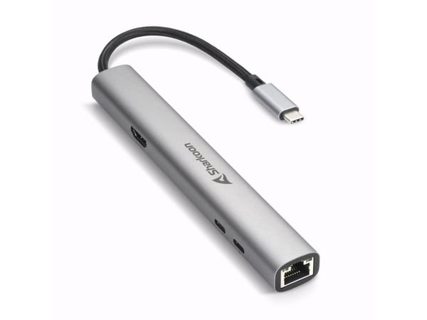 Sharkoon OfficePal Combo Adapter - Dockningsstation - USB-C - HDMI - 1GbE