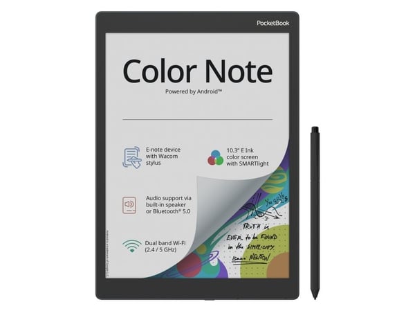 PocketBook Color Note, 26,2 cm (10.3"), E Ink Kaleido, 1404 x 1872 piksler, ACSM, AZW, AZW3, CBR, CBZ, CHM, DOC, DOCX, DjVu, EPUB, EPUB DRM, FB2, F... PocketBook Color Note, 26,2 cm (10.3"), E Ink Kaleido, 1404 x 1872 piksler, ACSM, AZW, AZW3, CBR, CBZ, CHM, DOC, DOCX, DjVu, EPUB, EPUB DRM, FB2, F...