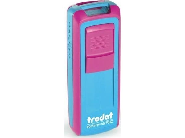 Trodat-stämpel TRODAT 9512 POCKED PRINTY rosa/turkos - svart dyna 47x18 mm