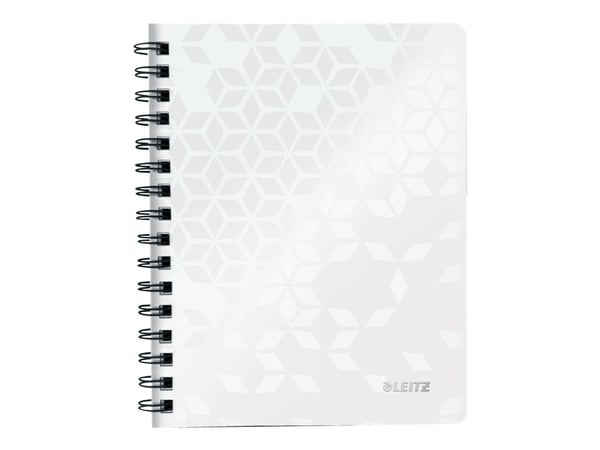 Leitz WOW - Anteckningsblock - trådbunden - A5 (148 x 210 mm) - 80 ark / 160 sidor - fyrkantig - 2 hål - vit - polypropylen (PP)