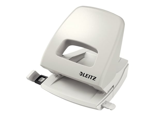 LEITZ hullstanser Nexxt 5005, stansekapasitet: 25 ark, grå metallbunn, plastbunn, med stoppskinne (5005-00-85)
