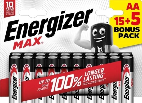 Energizer Max AA AA paristo alkali-mangaani 1,5 V 20 kpl