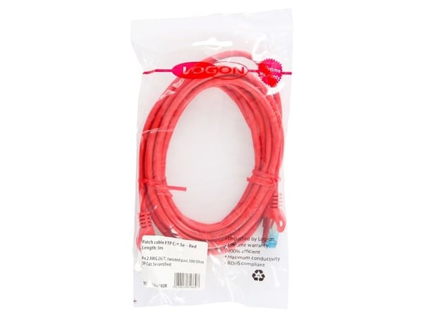 LOGON TCR55SS075R, 7 m, Cat5e, SF/UTP (S-FTP), RJ-45, RJ-45, Rød