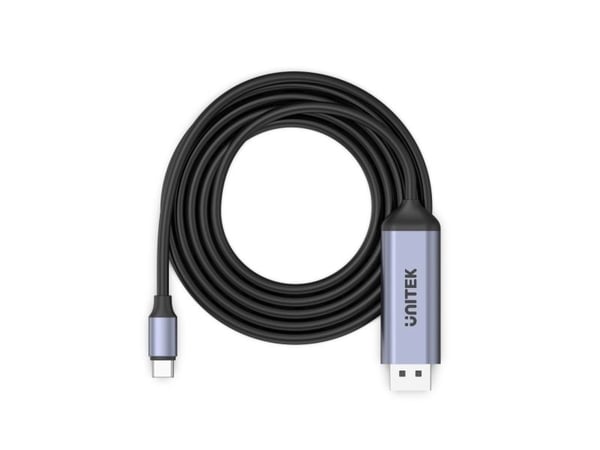 Unitek V1423C - Adapterkabel - USB-C (hann) til DisplayPort (hann) - DisplayPort 1.4 - 1.8 m - 8K 60Hz støtte, 4K 144Hz støtte - romgrå
