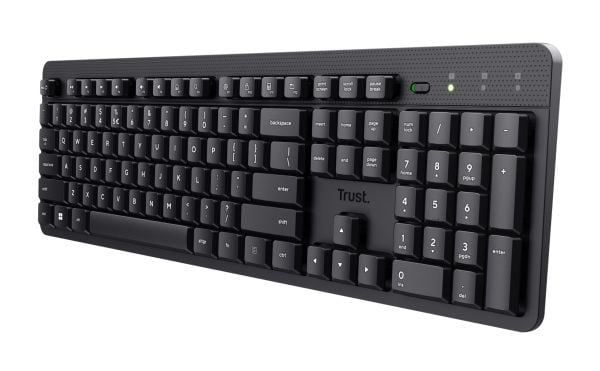 Trust Ody II - Tastatur - stille - 100% - full size - trådløs - QWERTY - Nordisk - svart