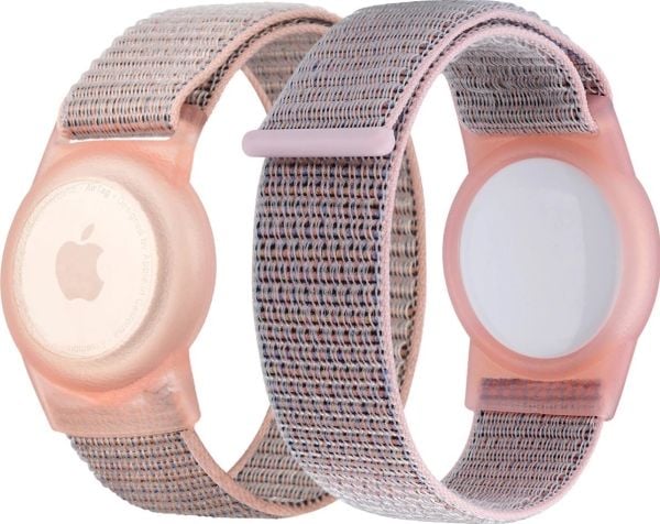 MOBILE ORIGIN beskyttelsesetui i nylon med rosa bånd til Apple Airtag