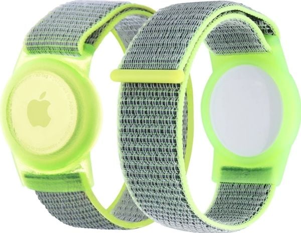 MOBILE ORIGIN beskyttende nylon-etui med grønn stripe til Apple Airtag