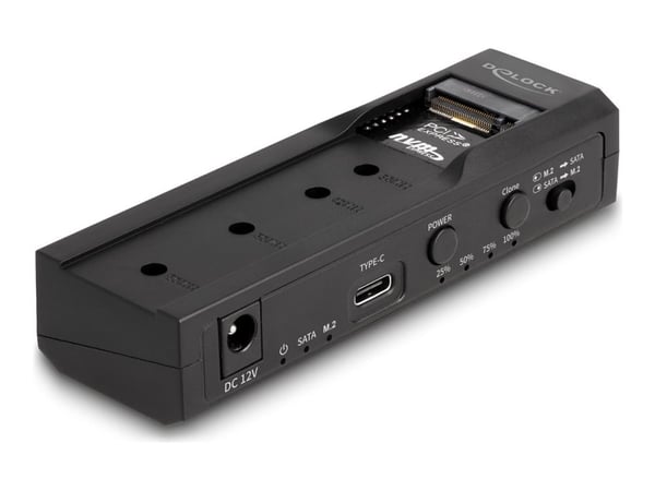 Delock - Kontrollerkort - klonfunktion - 2.5", 3.5", M.2 - M.2 Card (PCIe NVMe & SATA) / SATA SSD - USB-C 3.2 (Gen 2x1) - svart