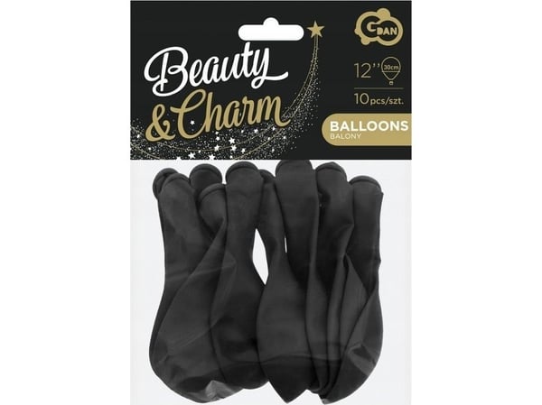 GoDan Beauty&Charm metallballonger svarte 12"/10 stk CB-1MCZ