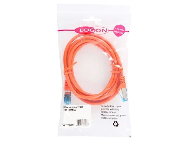 LOGON TCR55SS100O, 10 m, Cat5e, SF/UTP (S-FTP), RJ-45, RJ-45, Oransje