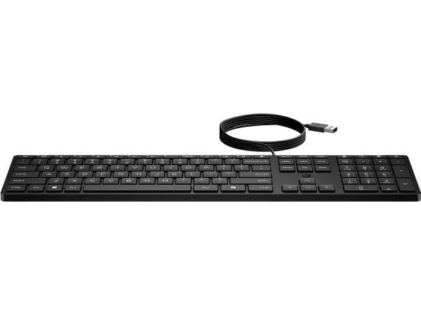HP kablet stasjonær 320K-tastatur, Full størrelse (100 og), Koblet med ledninger (ikke trådløs), USB, Membrannøkkelbryter, Svart