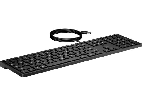 HP kablet stasjonær 320K-tastatur, Full størrelse (100 og), Koblet med ledninger (ikke trådløs), USB, Membrannøkkelbryter, Svart