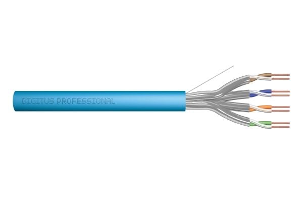 DIGITUS Professional - Installation cable - 7.2 mm - U/FTP - simpleks - CAT 6a - IEEE 802.5/IEEE 802.3 - halogenfri, solid - lys blå, RAL 5012