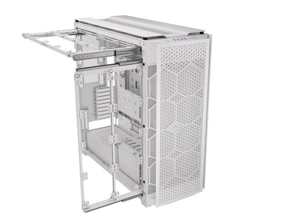 CORSAIR 9000D RGB AIRFLOW - Super full tower - SSI EEB - sidepanel med vindu (herdet glass) - ingen strømforsyning (ATX) - hvit - USB/lyd