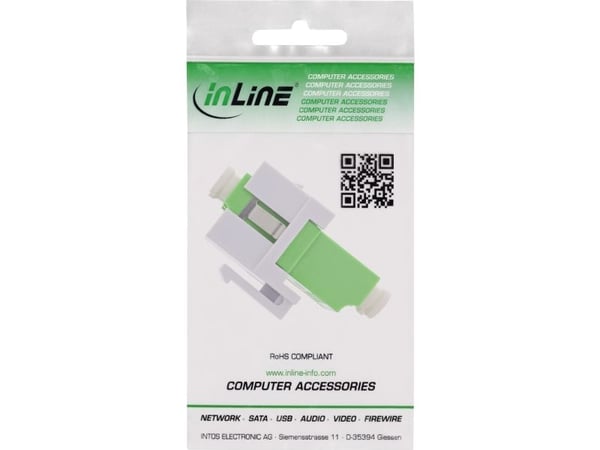 InLine® Valokuituliitin valkoinen, duplex LC/LC, yksittäinen, vihreä, keraaminen (89988G)