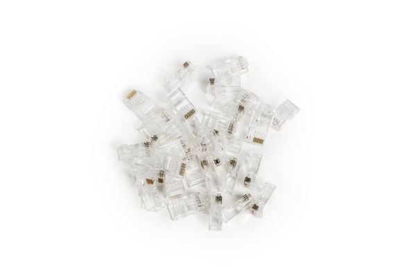 RJ45 (8P8C) DIGITUS cat.6 suora läpivientiliitin, AWG 26-24, 100 kpl:n pakkaus.