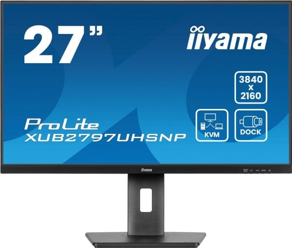 iiyama ProLite XUB2797UHSNP-B1 - LED-skjerm - 27" - 3840 x 2160 4K @ 60 Hz - IPS - 350 cd/m² - 1300:1 - 4 ms - HDMI, DisplayPort, USB-C - høyttaler...