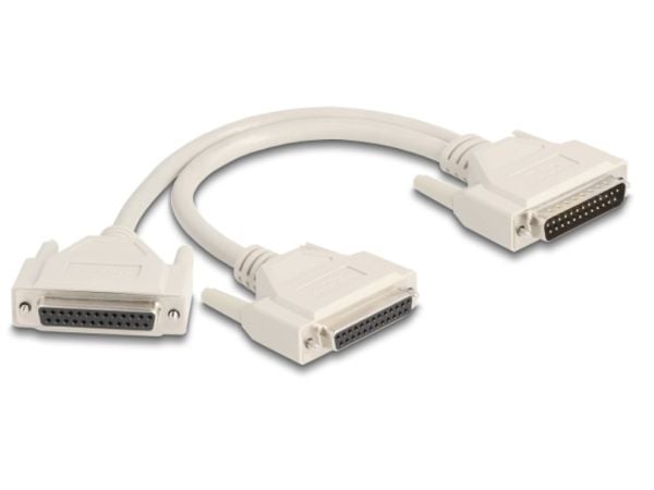 Delock - Seriell splitter - DB-25 (hann) til DB-25 (hunn) - 30 cm - tommelskruer - beige