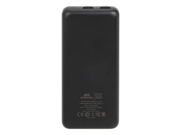Rivacase VA1075, 20000 mAh, Lithium Polymer (LiPo), Sort, Blå