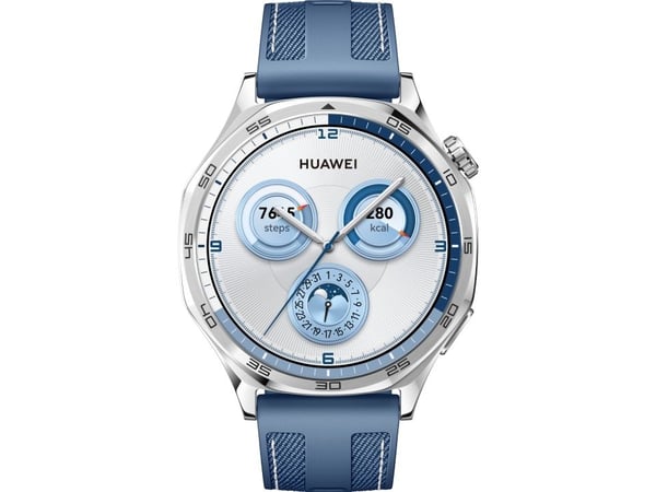Huawei Watch GT 5 - 46 mm - rustfritt stål - smartklokke med vevd stropp - fluoroelastomer, nylon - blå - håndleddstørrelse: 140-210 mm - display 1...