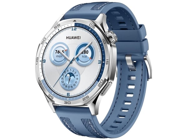 Huawei Watch GT 5 - 46 mm - rustfritt stål - smartklokke med vevd stropp - fluoroelastomer, nylon - blå - håndleddstørrelse: 140-210 mm - display 1...