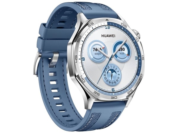Huawei Watch GT 5 - 46 mm - rustfritt stål - smartklokke med vevd stropp - fluoroelastomer, nylon - blå - håndleddstørrelse: 140-210 mm - display 1...